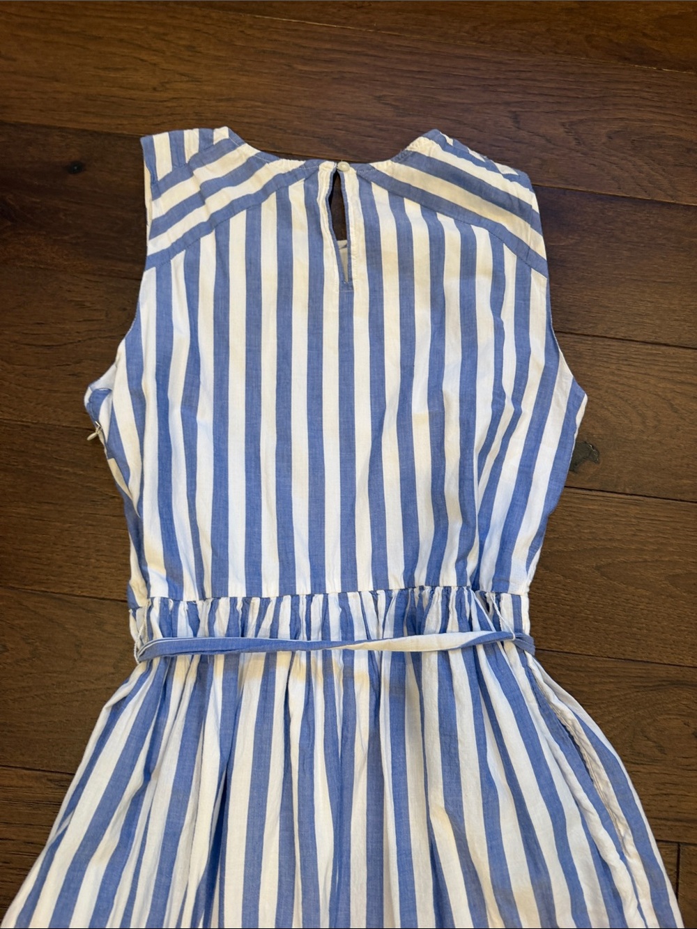 J. Crew Blue and White Striped Sleeveless Dress with Tie Waist Size 4 - C2-037 - Picture 8 of 8